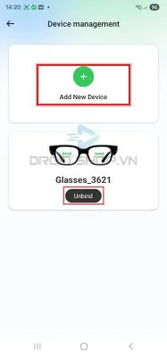 Tap unlink and add new device in the Hi Rokid app