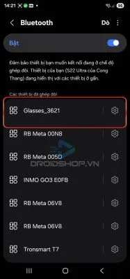 Select the previously connected Rokid Glasses in the phone's Bluetooth list