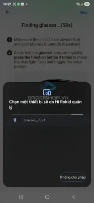 Select Rokid Glasses to complete the connection after factory reset